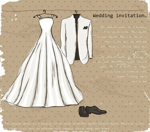 Cartaz vintage com um vestido de noiva . Vetores De Bancos De Imagens