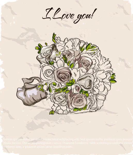 Bouquet de mariage. Illustration dessinée main — Image vectorielle