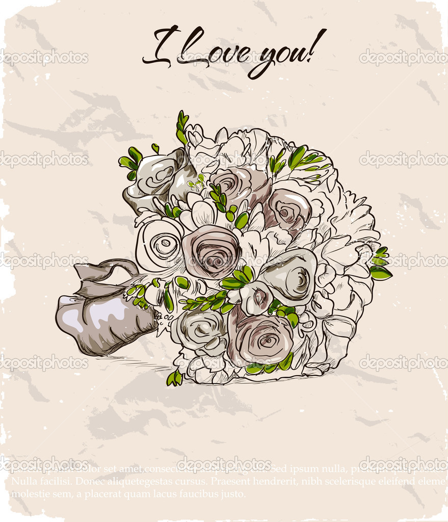 Wedding bouquet. Hand drawn illustration