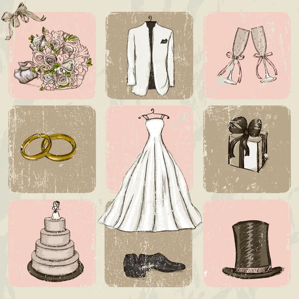 Vintage bruiloft poster. — Stockvector
