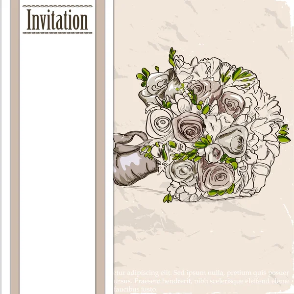 Vintage card with wedding bouquet. — Stock Vector