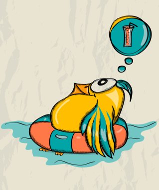 Poster komik kuş ile.