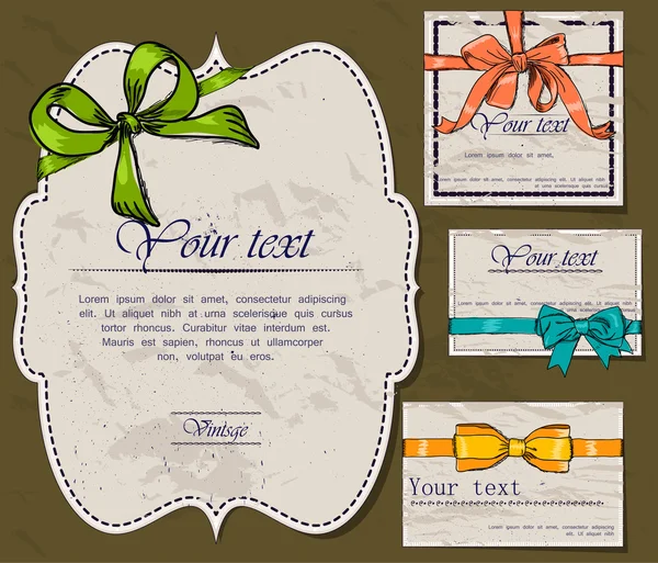 Set of vintage gift bows. — Stock Vector