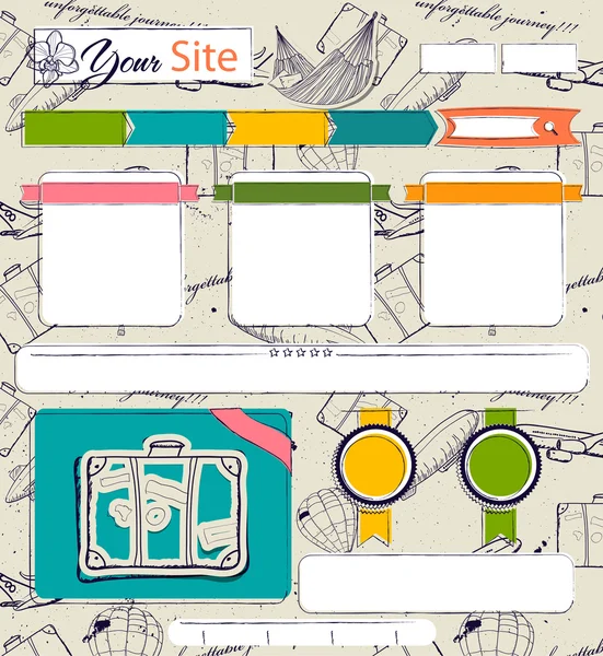 Modèle de site Web avec des éléments vintage . — Image vectorielle