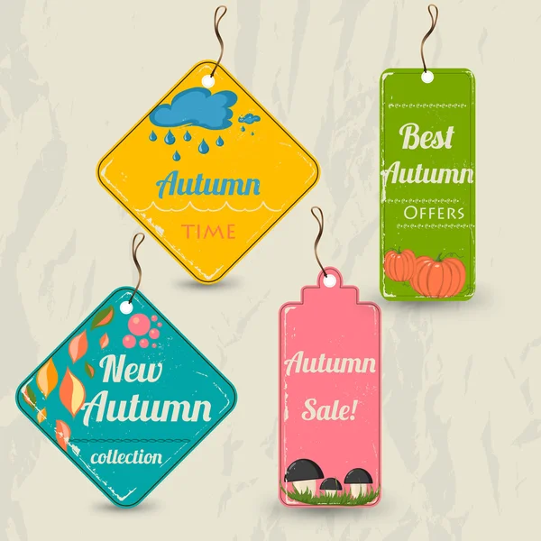 Set van 4 retro herfst tags. — Stockvector