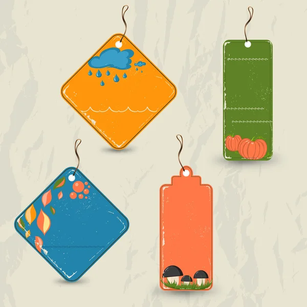 Set van 4 retro herfst tags. — Stockvector