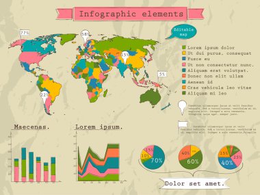 Retro Infographic öğeleri kümesi.