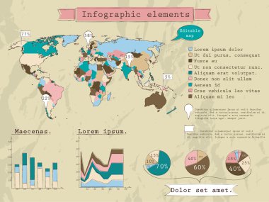 Retro Infographic öğeleri kümesi.