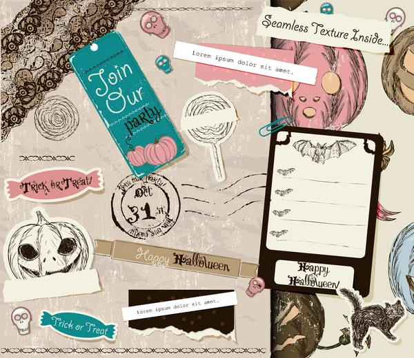 Vintage halloween scrapbooking instellen. — Stockvector