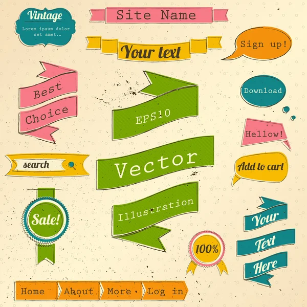 Vintage website design elements set. — Stock Vector