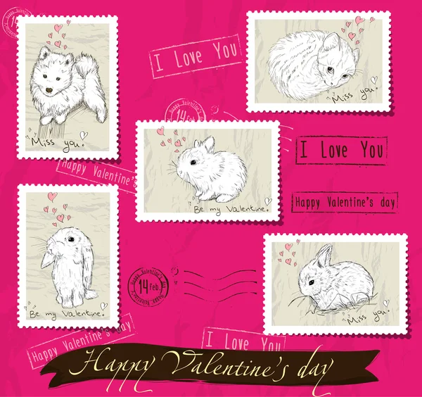 Set of postage stamps about love. — Stock Vector