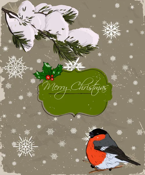 Noel kartı ile şakrak kuşu. — Stok Vektör
