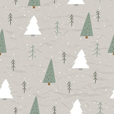 Yeni Koleksiyondan klasik, dikişsiz Noel dokusu. Noel ağacı ve kar.