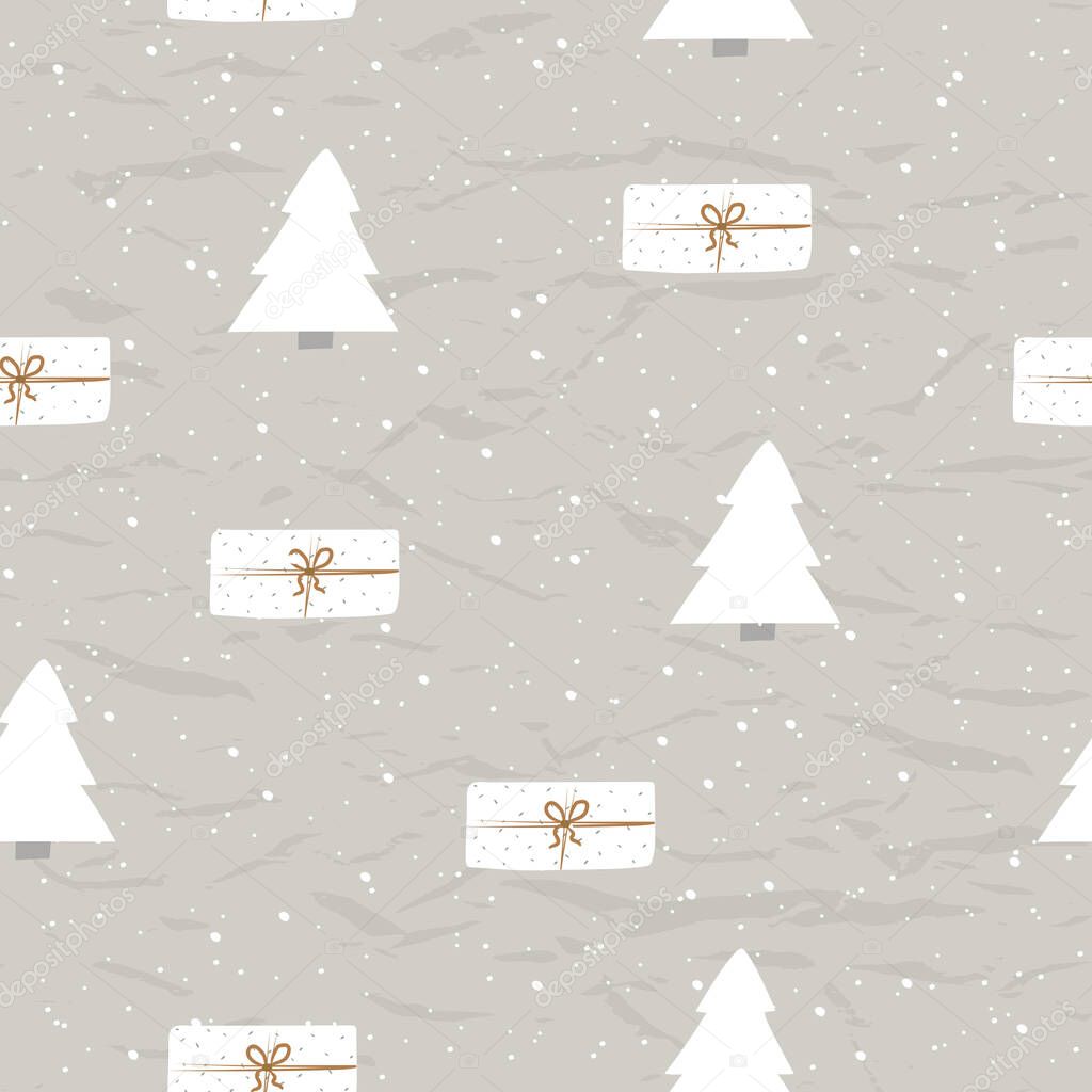 Vintage Christmas seamless texture from New Collection. Christmas tree and snow.