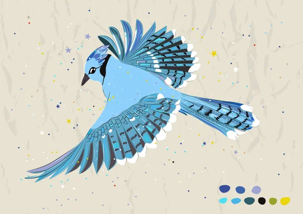 Affiche avec vol du geai bleu de la nouvelle collection. Vecteurs De Stock Libres De Droits