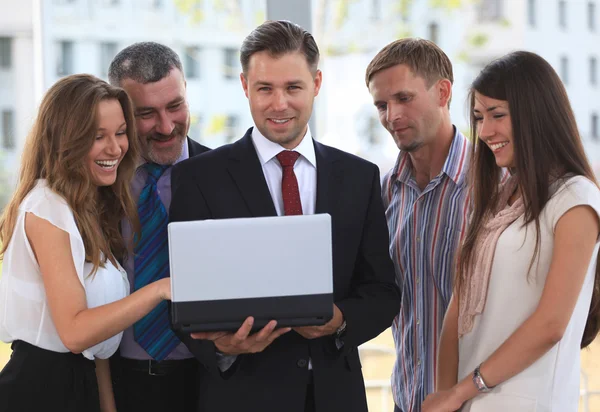 Portrait of business team discussing — Stock Photo, Image