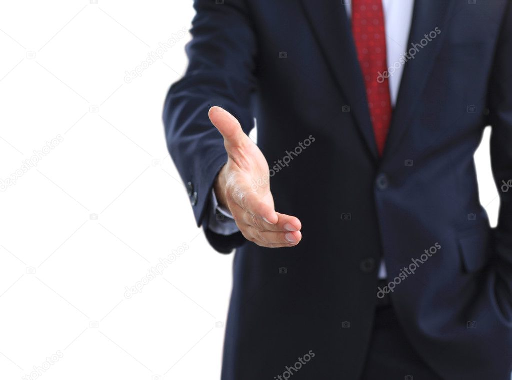 A business man with an open hand