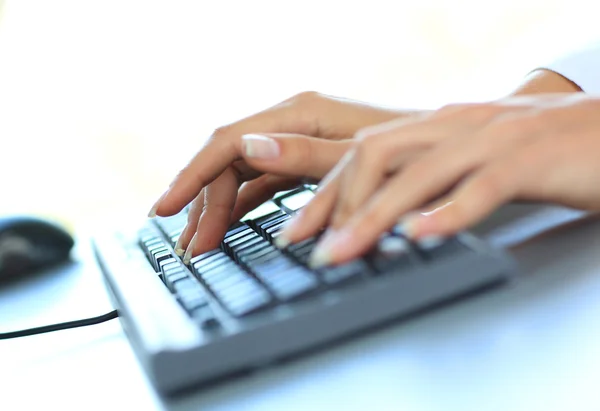 Close-up of typing female hands — Stock Photo, Image