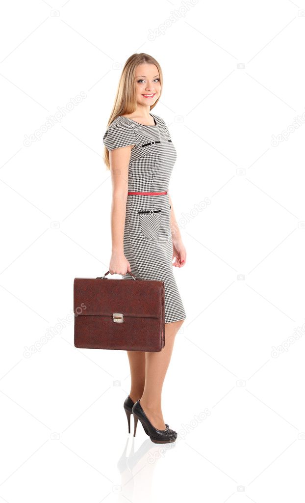 woman holding briefcase