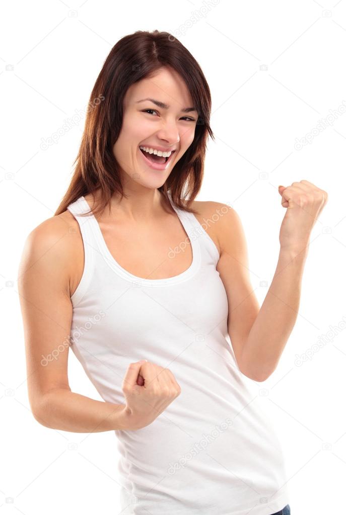 Winning success woman happy ecstatic celebrating being a winner