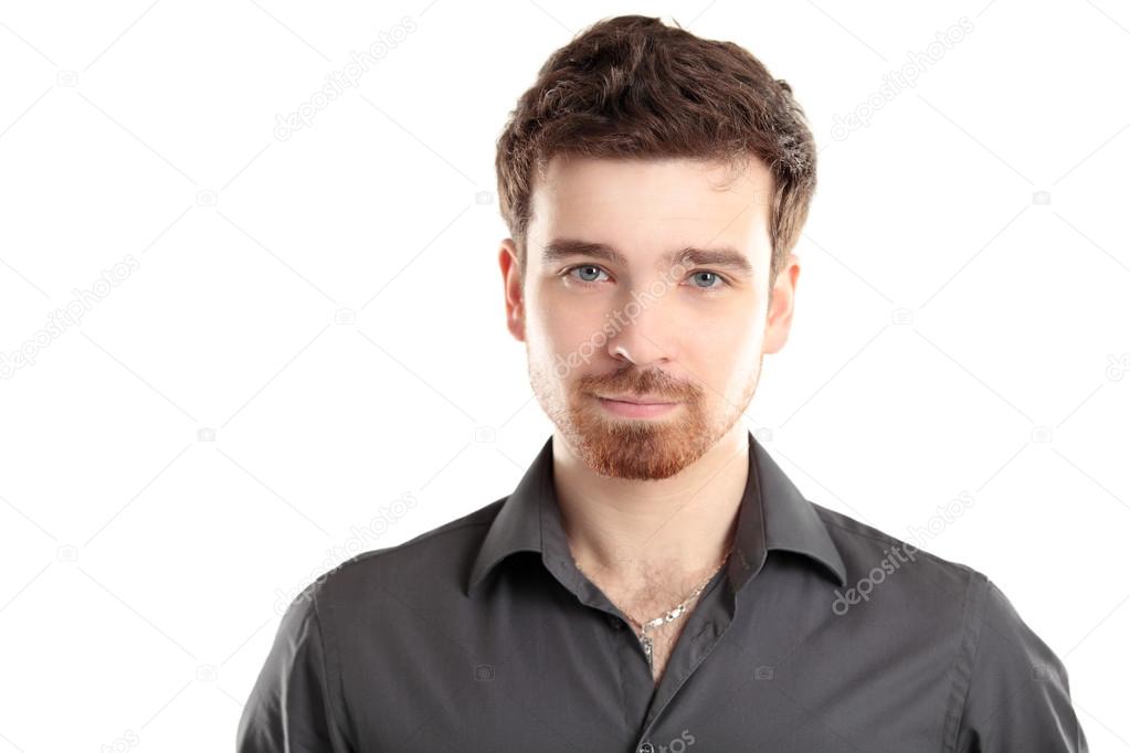 Portrait of happy smiling man, isolated on white