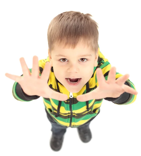 Imagem de um menino feliz levantando os braços — Fotografia de Stock