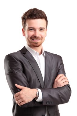 Beyaz arka plan üzerinde izole iş adamı portresi. Stüdyo vurdu.