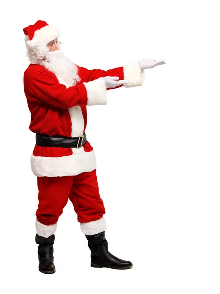 Santa claus gebaren zijn hand — Stockfoto