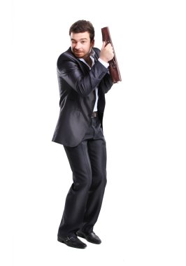 Çantası olan bir iş adamı.