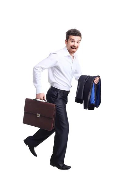 Walking with case businessman — Stock Photo, Image