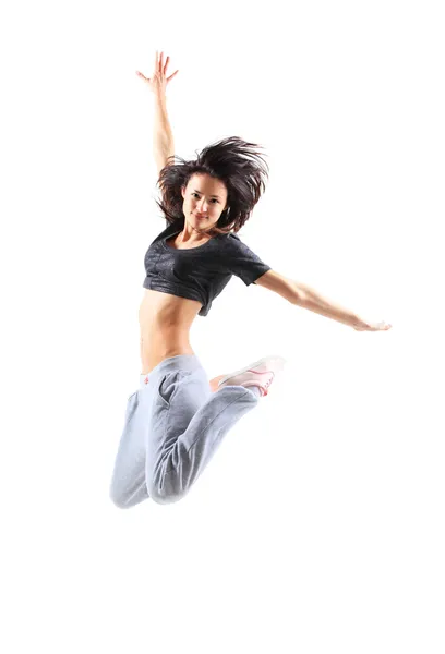 Pretty teenage girl jumping — Stock Photo, Image