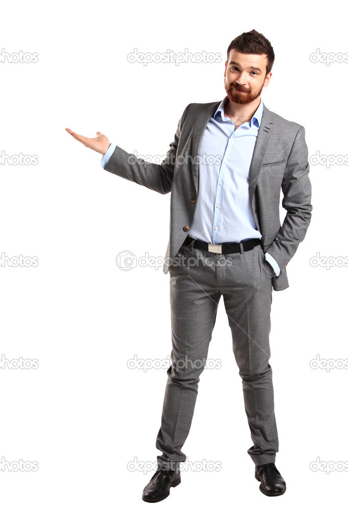 Business man showing copy space