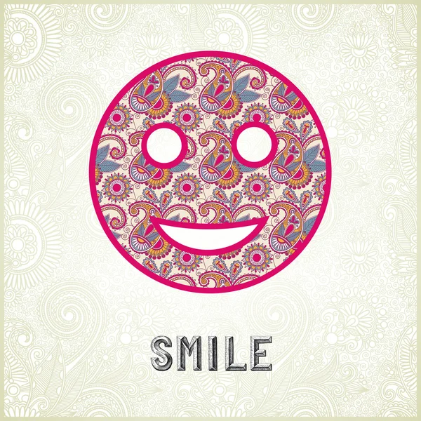 Pink ornamental pattern smile face silhouette — Stock Vector