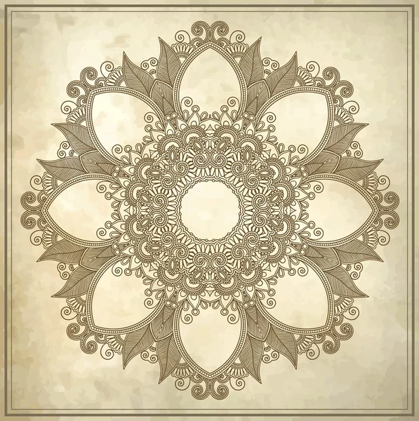 Ornamentaler Kreis florales Muster in Grunge-Hintergrund — Stockvektor