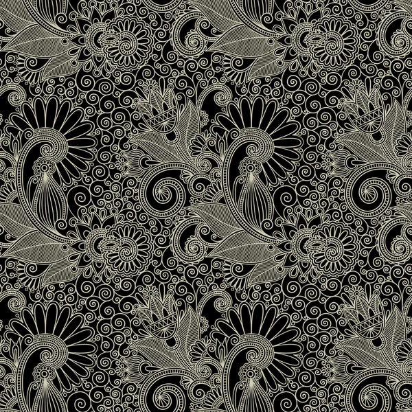 Hand zeichnen kunstvolle nahtlose Blume Paisley Design Hintergrund — Stockvektor