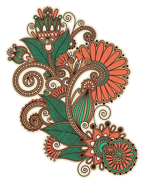 Original mano dibujar línea arte ornato flor diseño — Archivo Imágenes Vectoriales