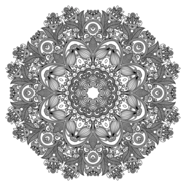 Adorno del círculo, encaje redondo ornamental — Vector de stock