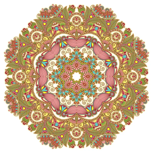 Adorno del círculo, encaje redondo ornamental — Vector de stock