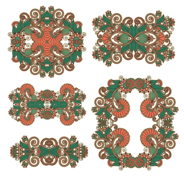 Five ornamental floral adornment — Stock Vector