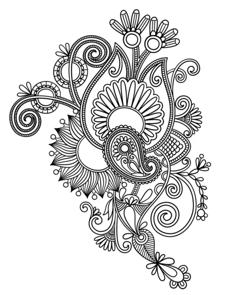 Original hand draw line art ornate flower design — Stock Vector