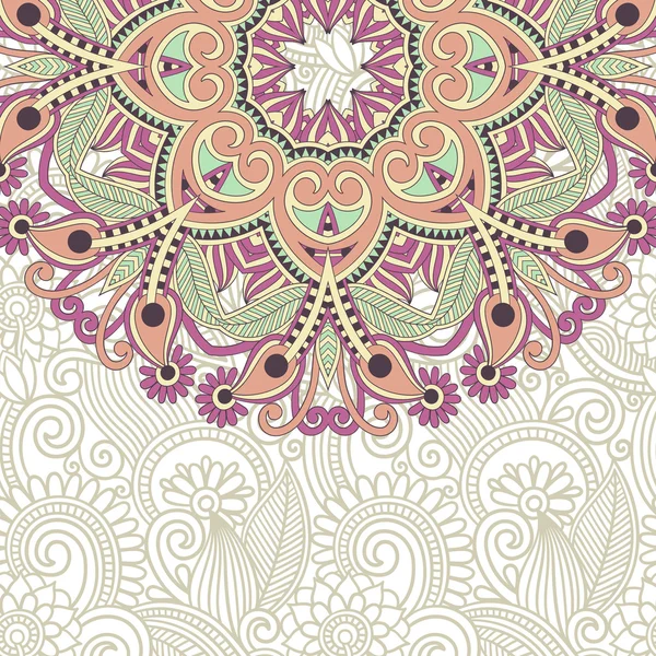 Annonce de carte florale cercle orné — Image vectorielle