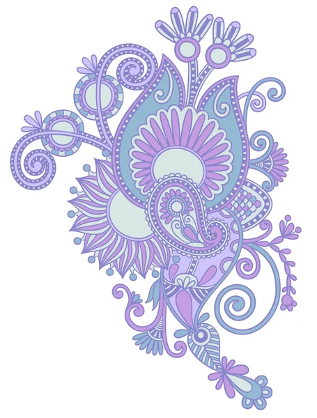 オリジナル手描きラインアート華やかな花のデザイン — ストックベクタ