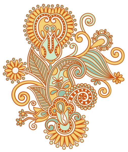 Original hand draw line art ornate flower design — Stock Vector