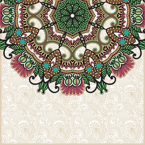 Sierlijke floral kaart met decoratieve cirkel sjabloon — Stockvector