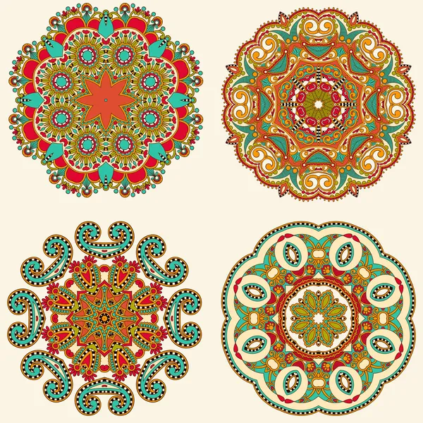 Circle ornament, ornamental round lace collection — Stock Vector