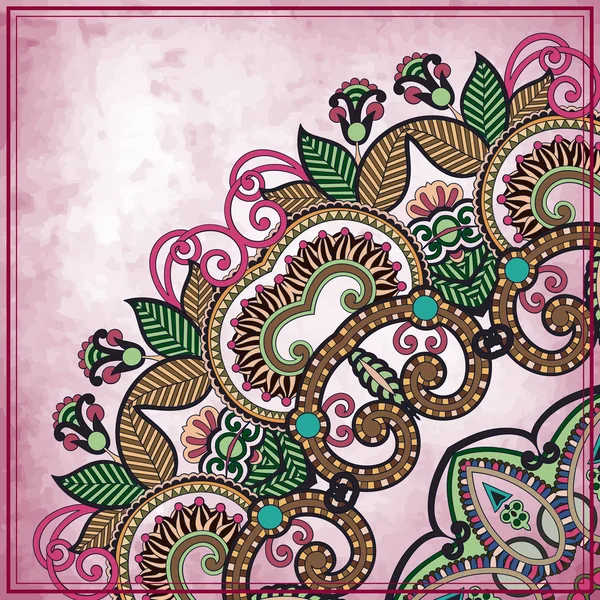 花卉圆设计与花边装饰 grunge 背景上 — 图库矢量图片
