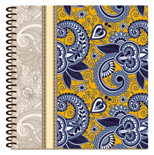 Design of spiral ornamental notebook cover — Stock Vector