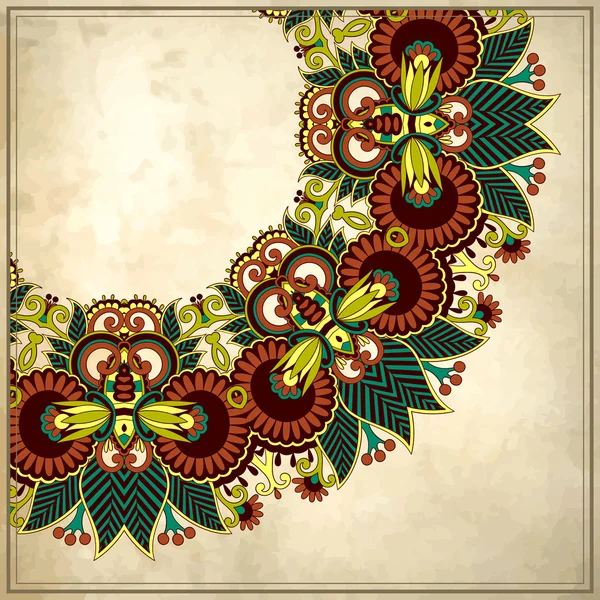 Motif de cercle floral ornemental en arrière-plan grunge — Image vectorielle