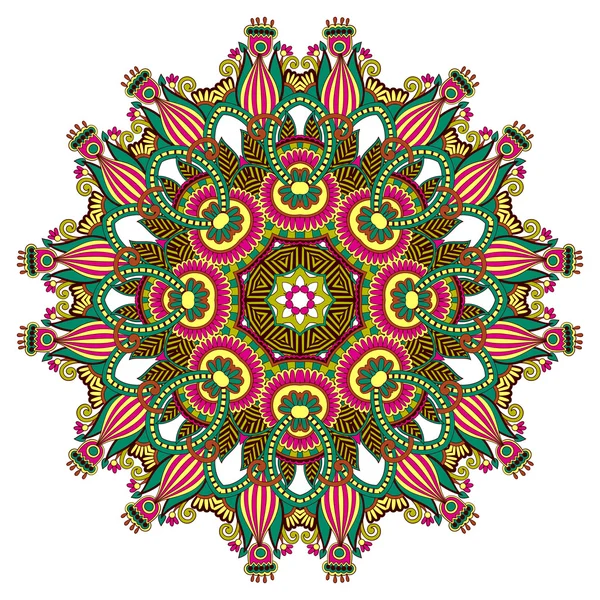 Adorno del círculo, encaje redondo ornamental — Vector de stock