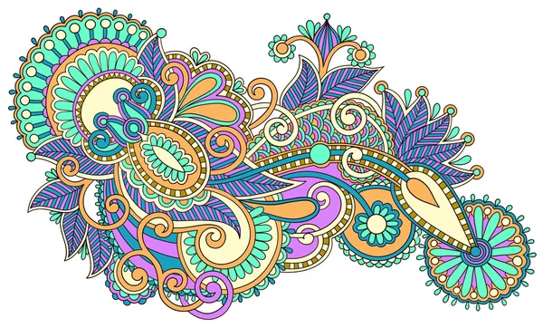オリジナル手描きラインアート華やかな花のデザイン — ストックベクタ